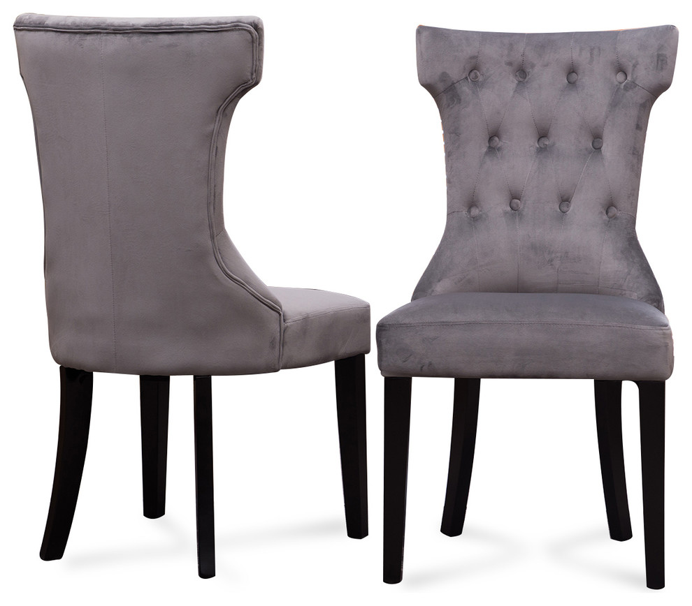 Parsons Elegant Tufted Upholstered Dining Chair, Set of 2, Gray