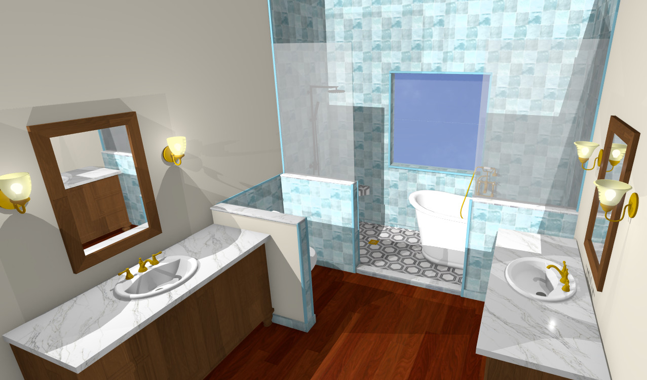 Elegant Transitional Master Bathroom with Freestanding Tub