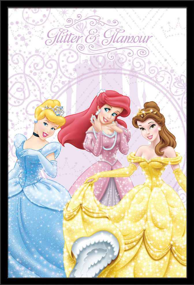 Disney Princess Cute Poster, Black Framed Version