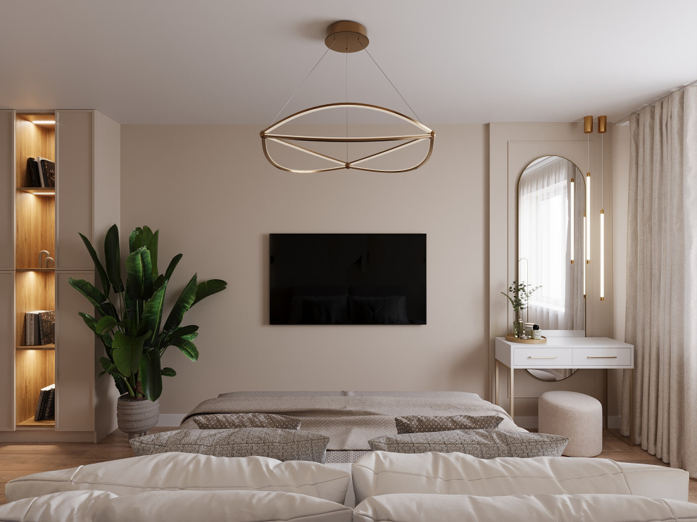 Бежевый в спальне .