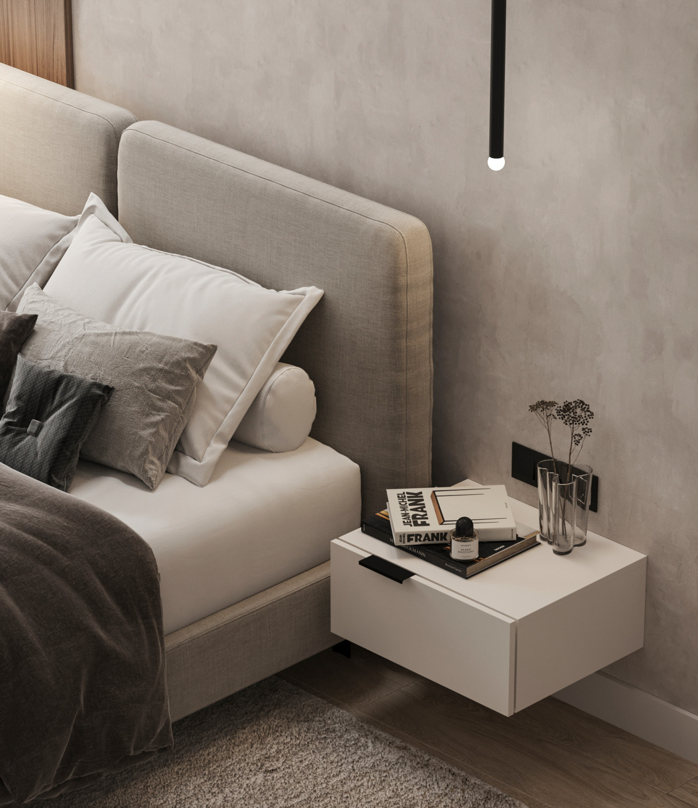 Стильный интерьер коттеджа с женской и мужской спальнями