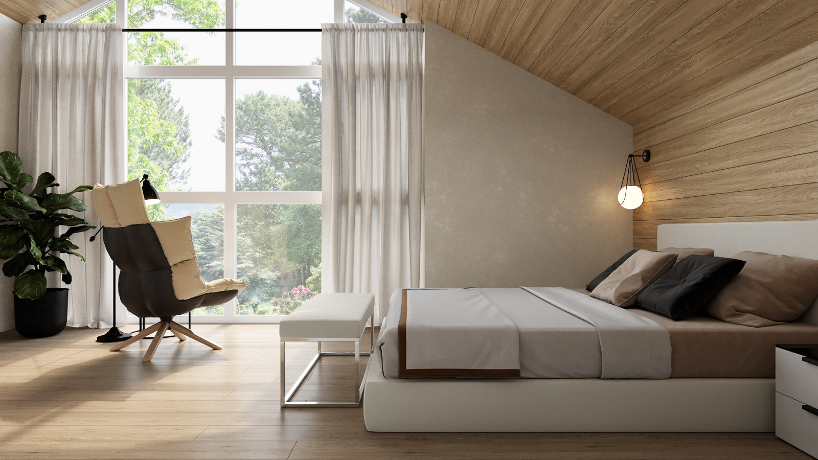 Барнхауз с мансардными окнами в серых оттенках