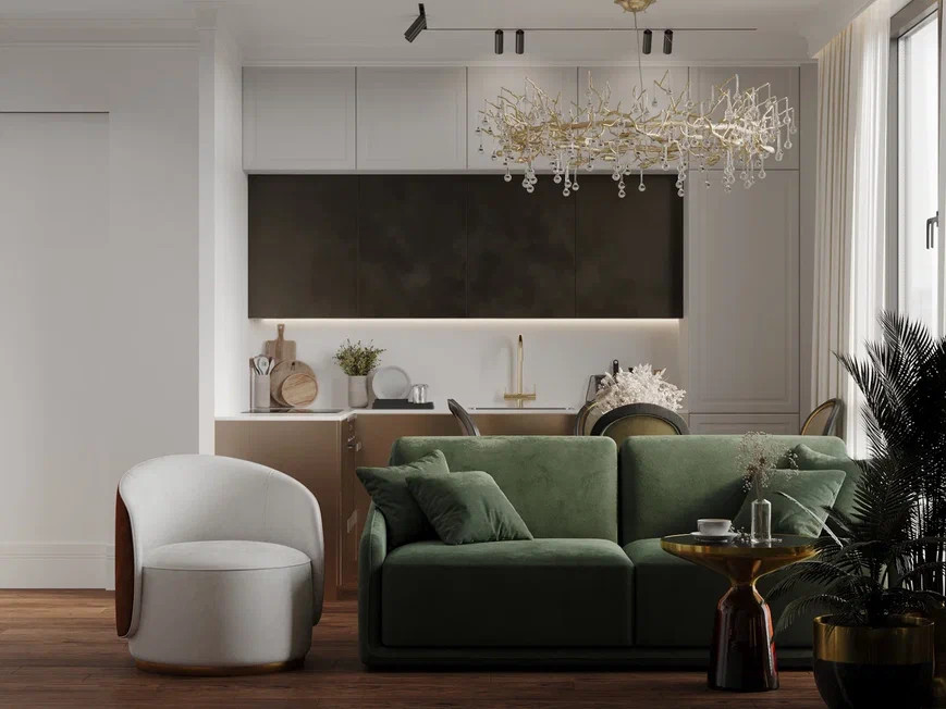 Квартира бизнес класса 90 м² в стиле неоклассика