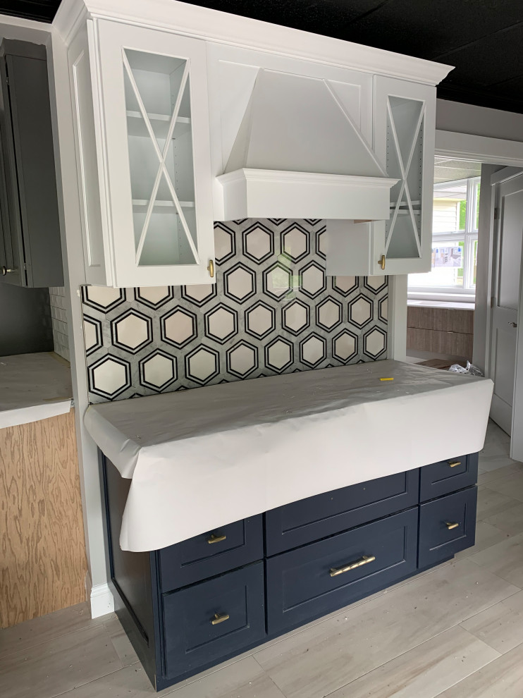 Example of a transitional kitchen design in Boston