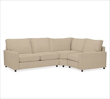 PB Comfort Square Arm Upholstered Left 3-Piece Wedge Sectional, Box Cushion, Pol