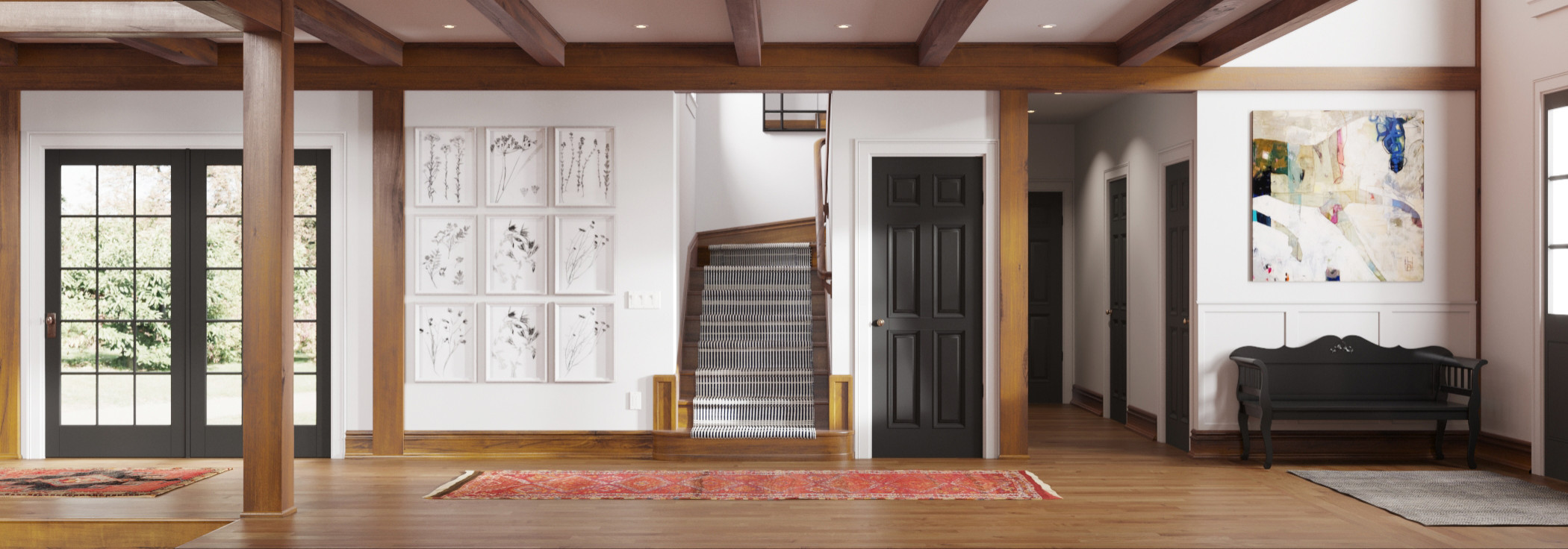 Apex NC  Farmhouse - Foyer Rendering