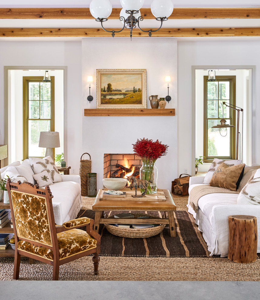 Design ideas for a country living room in Other.