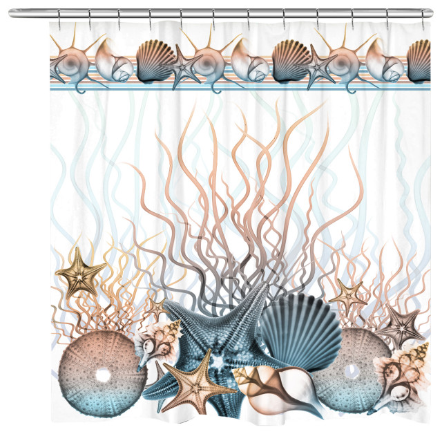 Sunset Seashells Shower Curtain Beach Style Shower Curtains by