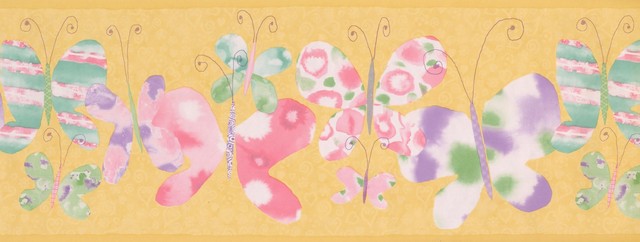 Wallpaper Borders Butterfly Wallpaper Border Prepasted Contemporary Kids Wall Decor By Designers Wallpaper Dw 1126 Kz Houzz