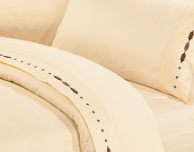 Embroidered Navajo Sheet Set, King Transitional Sheet And