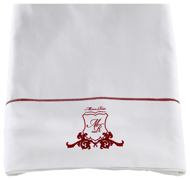 Sunset Sateen Flat Sheet Bedding Set, Red and White, 255x270 cm