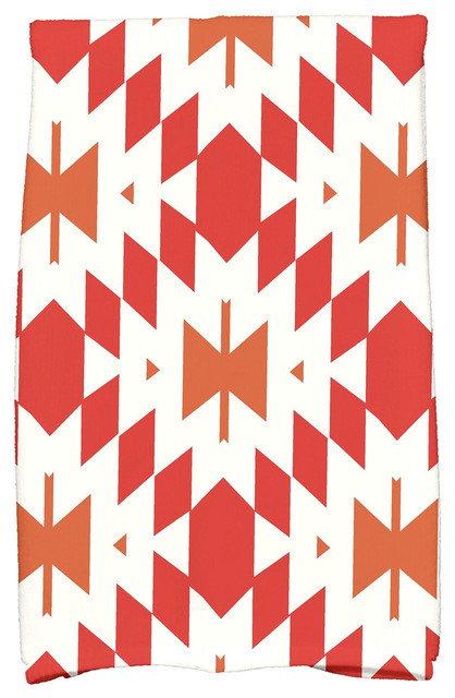 Patna Geometric Print Kitchen Towel, Teal, Orange