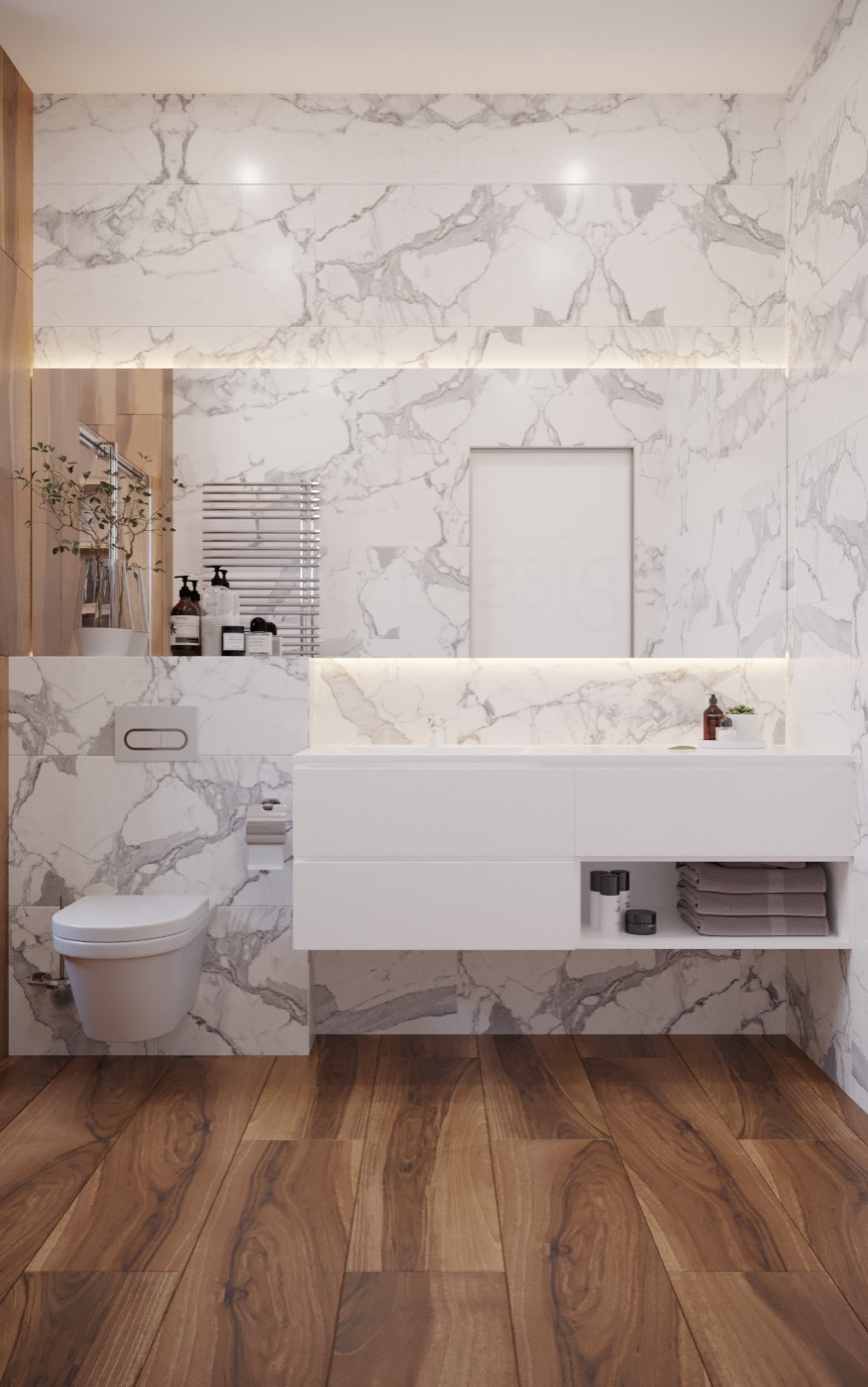 Санузел. Дизайн-проект коттеджа в Московской области