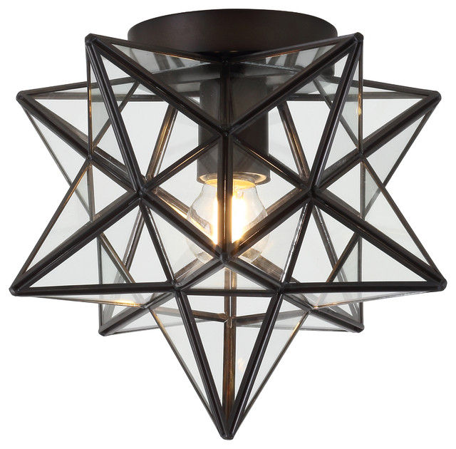 Stella 9 75 Moravian Star Metal And Glass Led Pendant Oil Rubbed Bronze