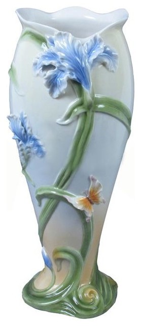 Iris and Butterfly Vase, Iris, Fine Porcelain