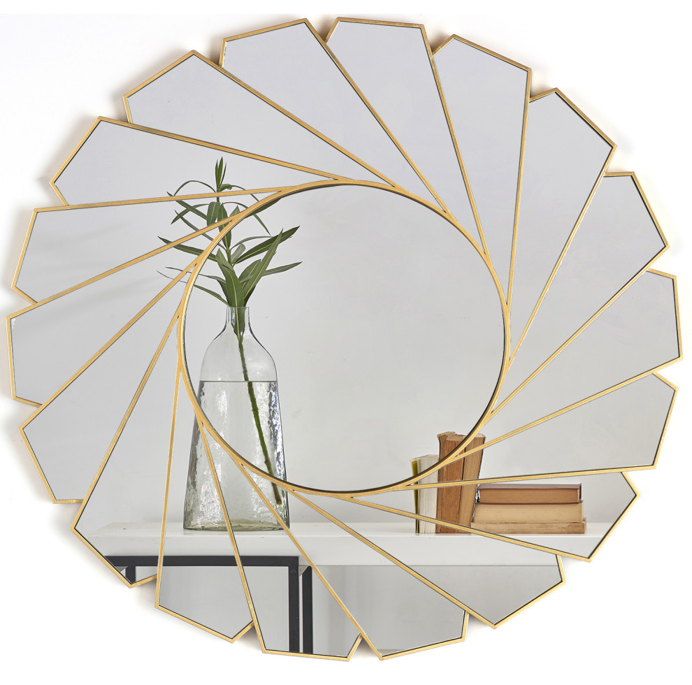 24" Round Gold Decorative Mirror Contemporary Bathroom Mirrors by