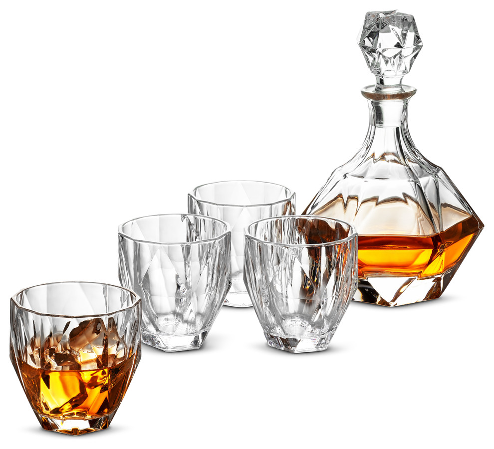 Glass Whiskey Decanter 5Piece Set Contemporary Decanters by Y.H