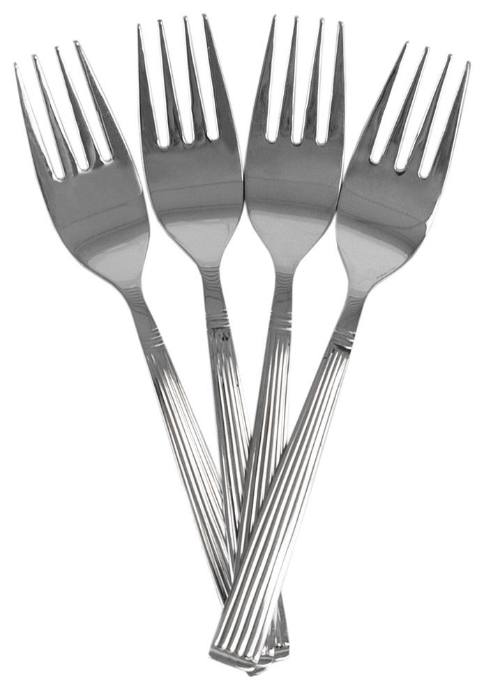 Eternity Mirror Finish 4-Piece Stainless Steel Salad Fork Set, Silver