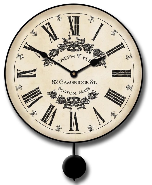 Charmet White Clock Pendulum French Country Wall Clocks By Em And Enterprises Houzz - French Country Wall Clock With Pendulum