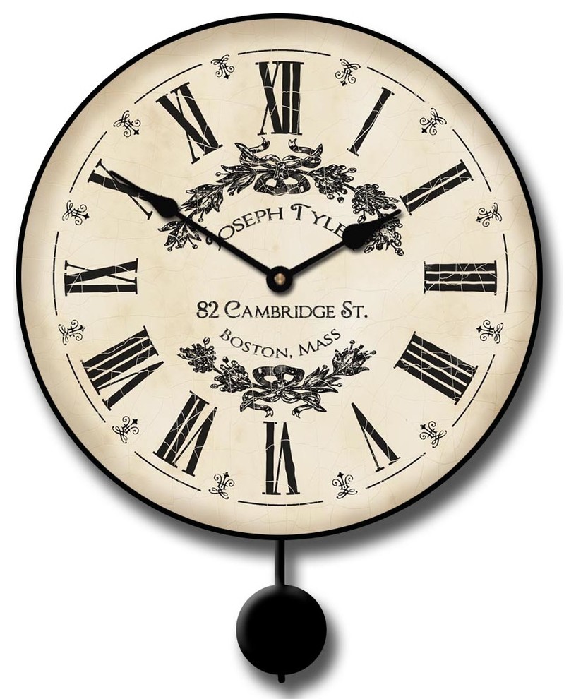 Charmet White Clock Pendulum French Country Wall Clocks by Em and