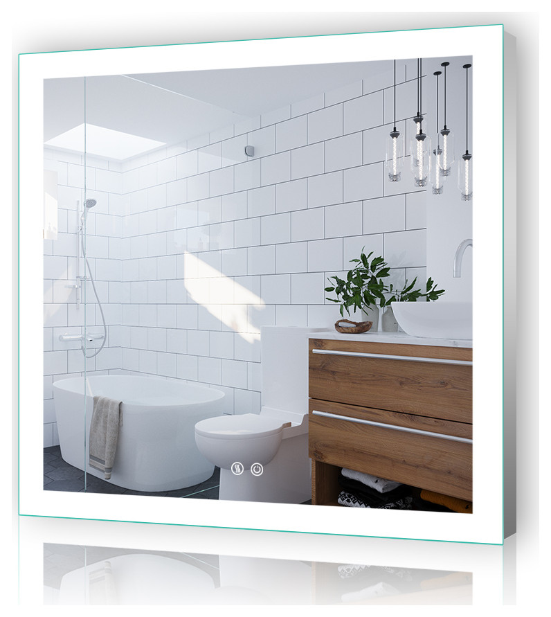 Vanity LED Lighted Backlit Wall Mounted Bathroom Mirror, 36x36", 2 Buttons