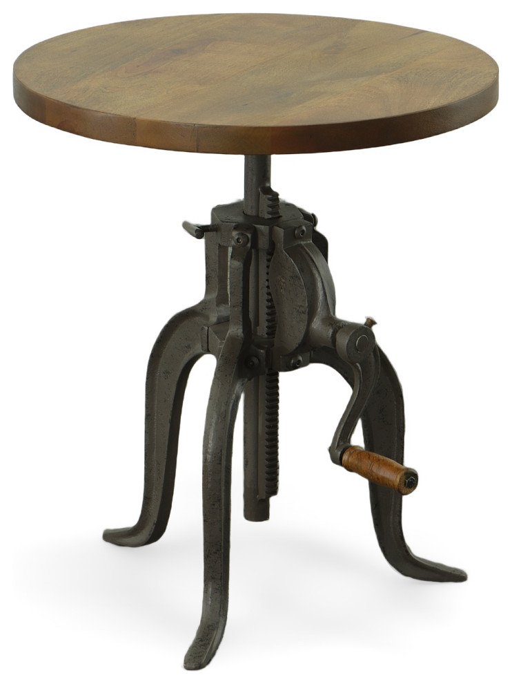 Regan Adjustable Crank Accent Table, Harvest Oak/Industrial