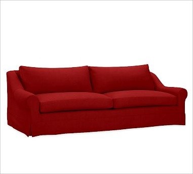 Windsor Slipcovered Grand Sofa, Down-Blend Wrap Box Cushions, Twill Sierra Red