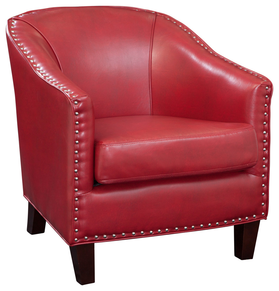 Grafton Home Faux Leather Barrel Chair, Red - Contemporary - Armchairs And  Accent Chairs - by Grafton | Houzz