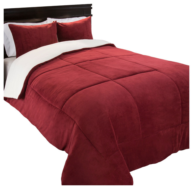 Sherpa/Fleece Comforter Set by Lavish Home, Full/Queen, 3 Piece