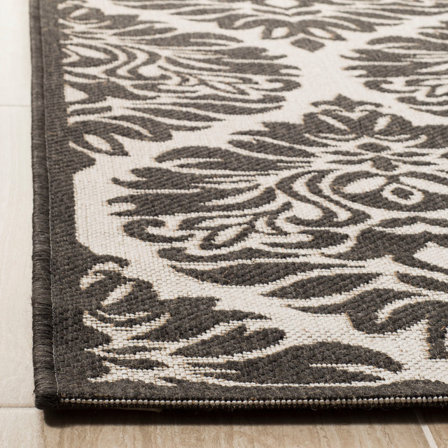 Safavieh Linden Collection LND135 Rug, Light Grey/Charcoal, 6'7" Square