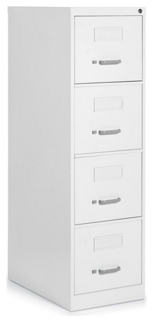 Global 4 Drawer Letter Size Vertical Lock Metal File Cabinet In Designer White Modern Filing Cabinets By Homesquare