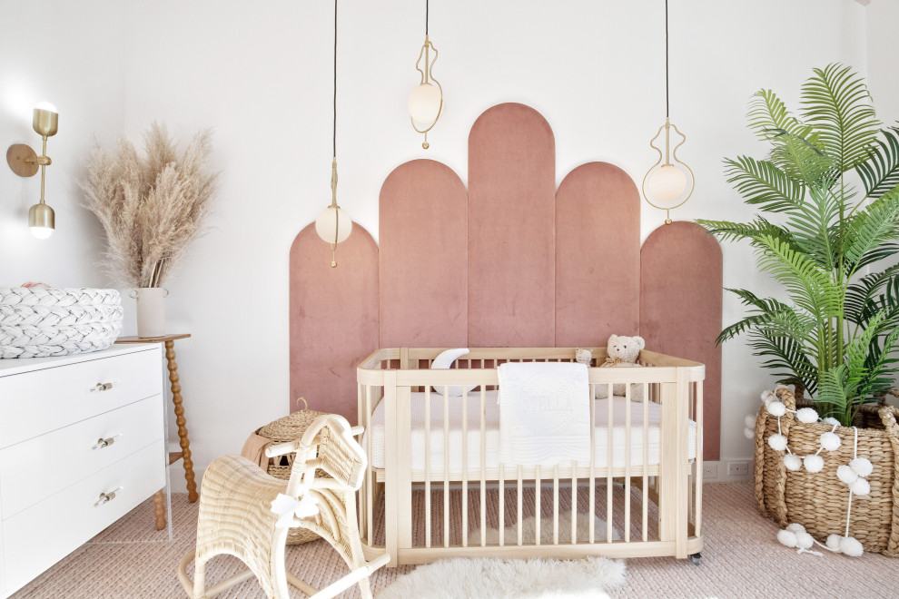 Dani Austin Nursery Project - Custom velvet headboard is definitely our favorite feature.
