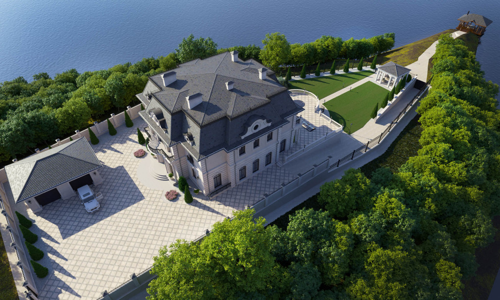 Архитектурный проект жилого дома с бассейном в классическом стиле. 1100кв.м.