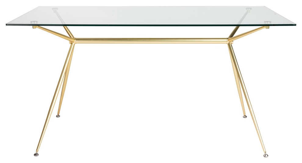 Modern 60 Executive Glass Desk Matte Brushed Gold Frame Contemporary Desks And Hutches By Office Furniture More
