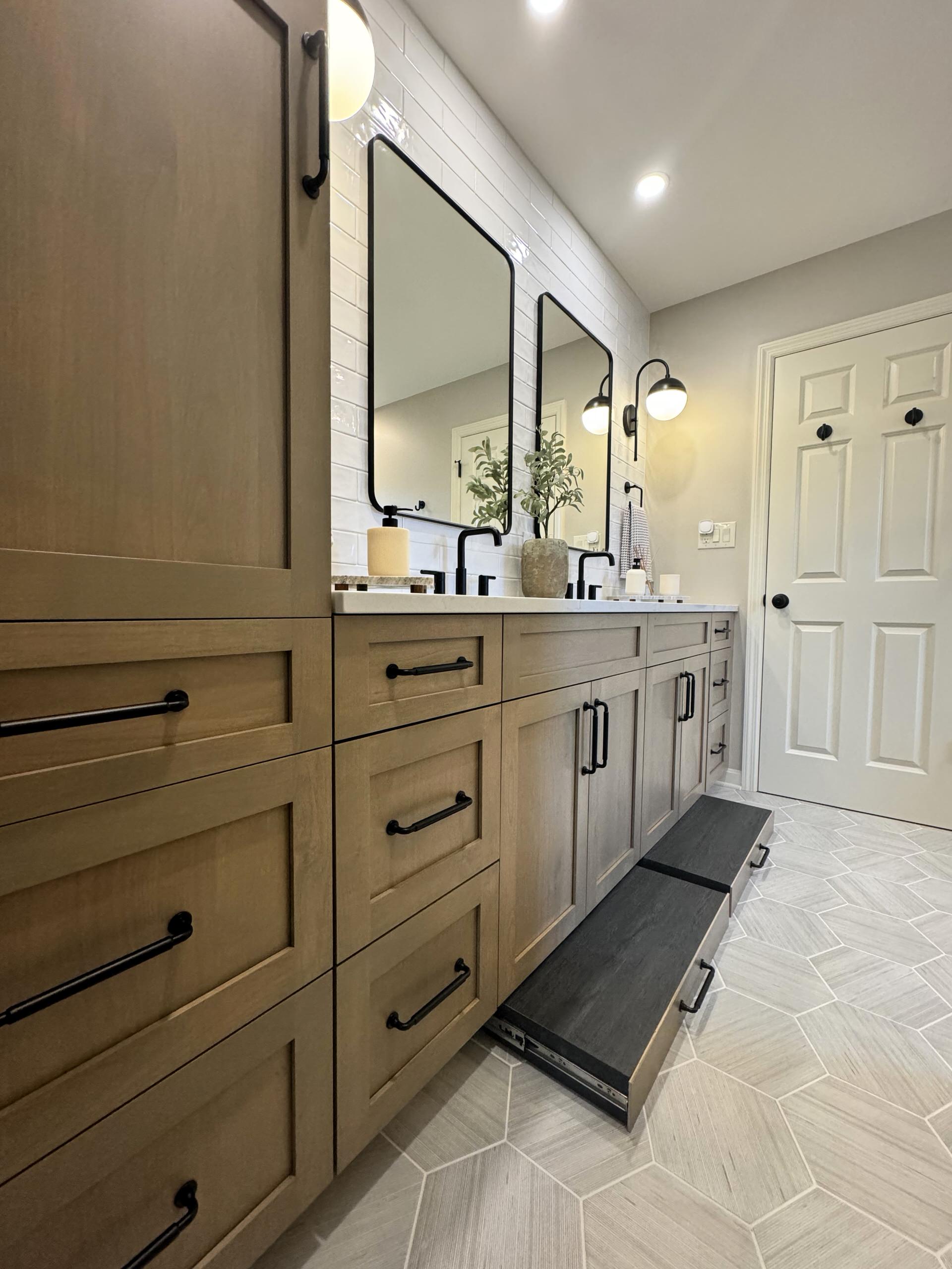 Elegant Rustic Luxe Bathroom renovation.
