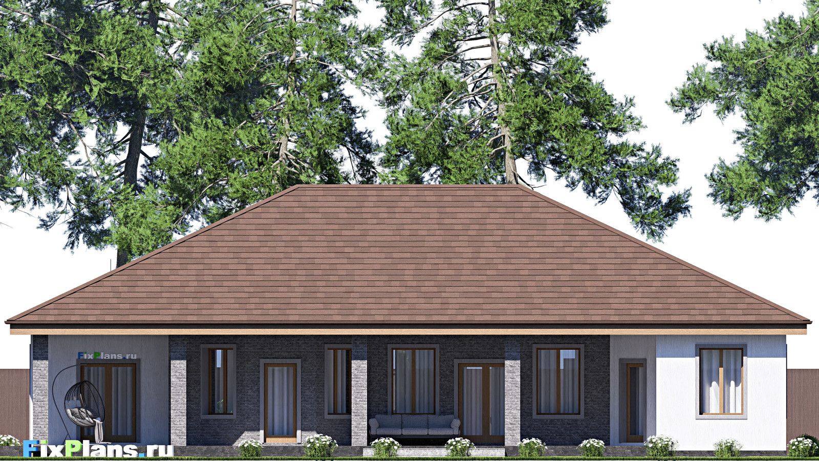 Проект одноэтажного дома 23х20м S286м2 F-17225