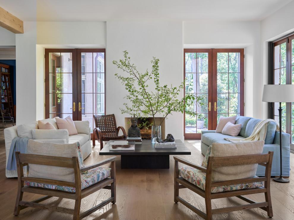 Example of a french country living room design in Atlanta