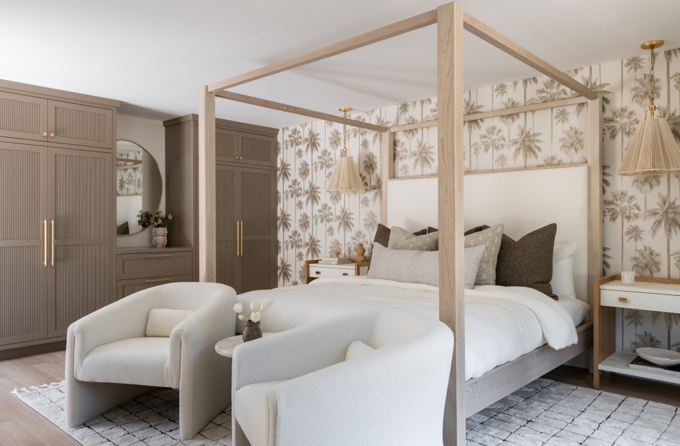 Example of a transitional bedroom design in Los Angeles