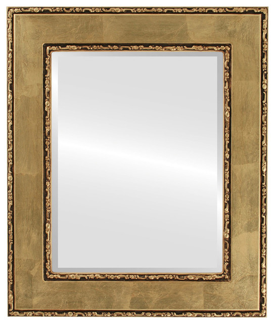Paris Framed Rectangle Mirror In Gold Leaf 17 X21