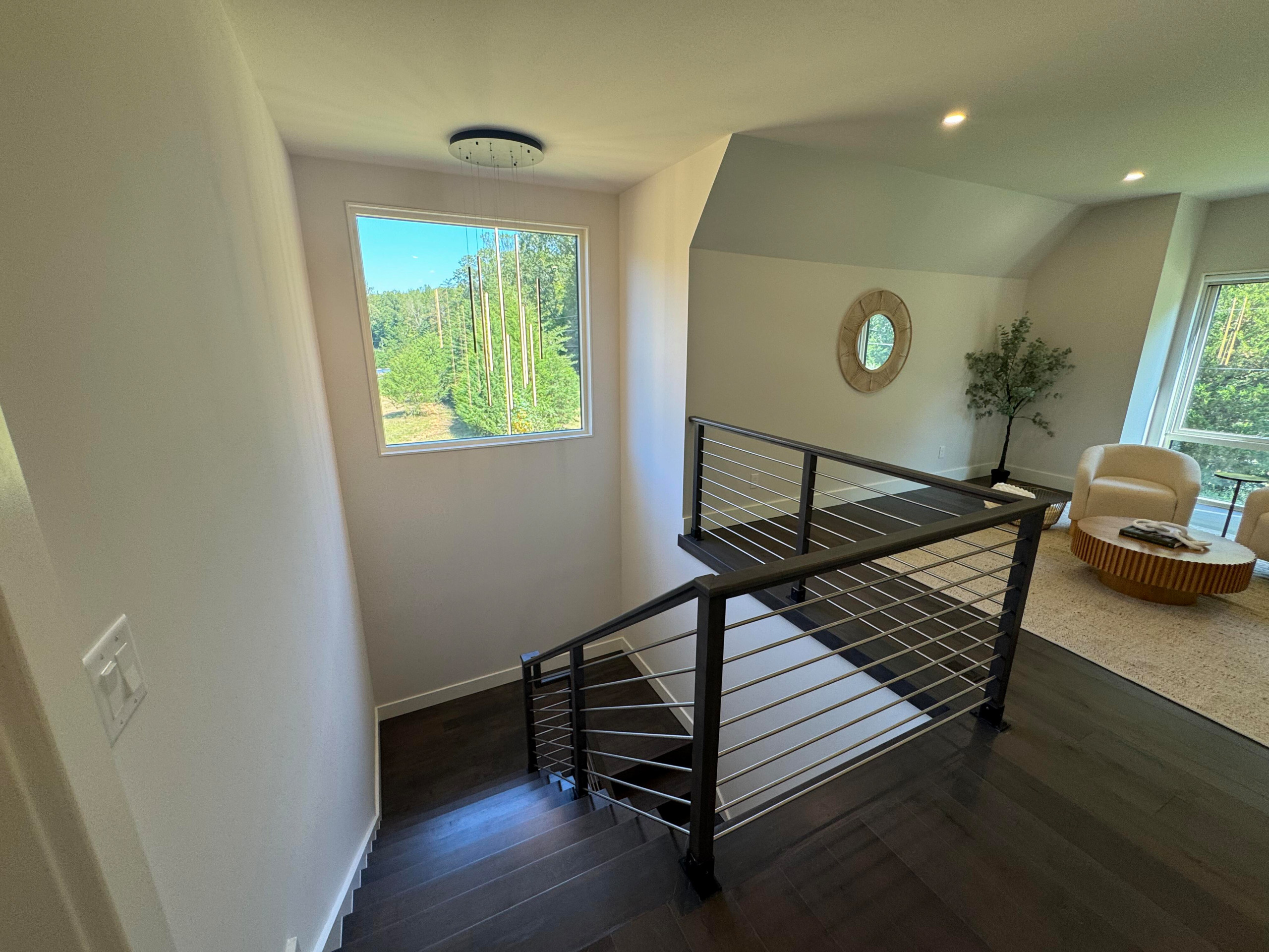 137_Transitional Maple Staircase with Stainless Steel Rail, Clifton, VA 2014