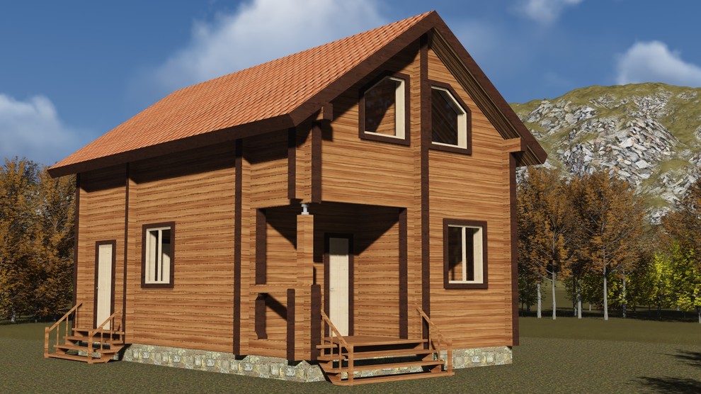 Двухэтажный дом 78м2 из бруса 220х140 — проект 192