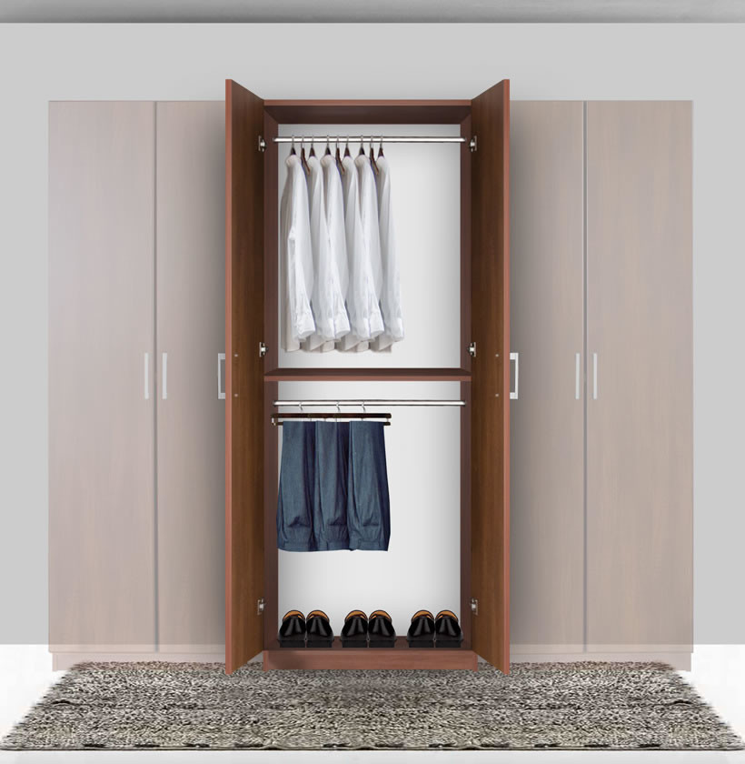 Bella Double Hanging Wardrobe Closet - 2 Hang Rods - Contemporary ...