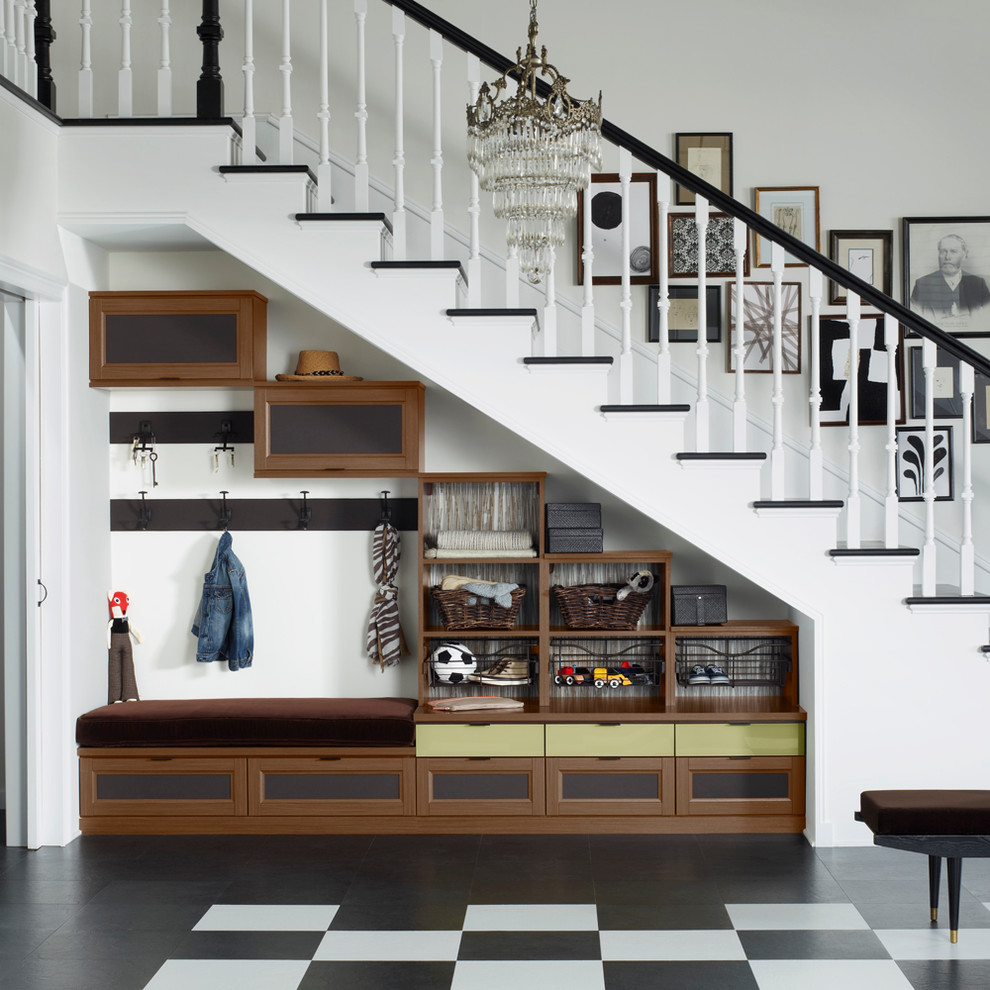 Elegant mudroom photo in San Francisco with white walls