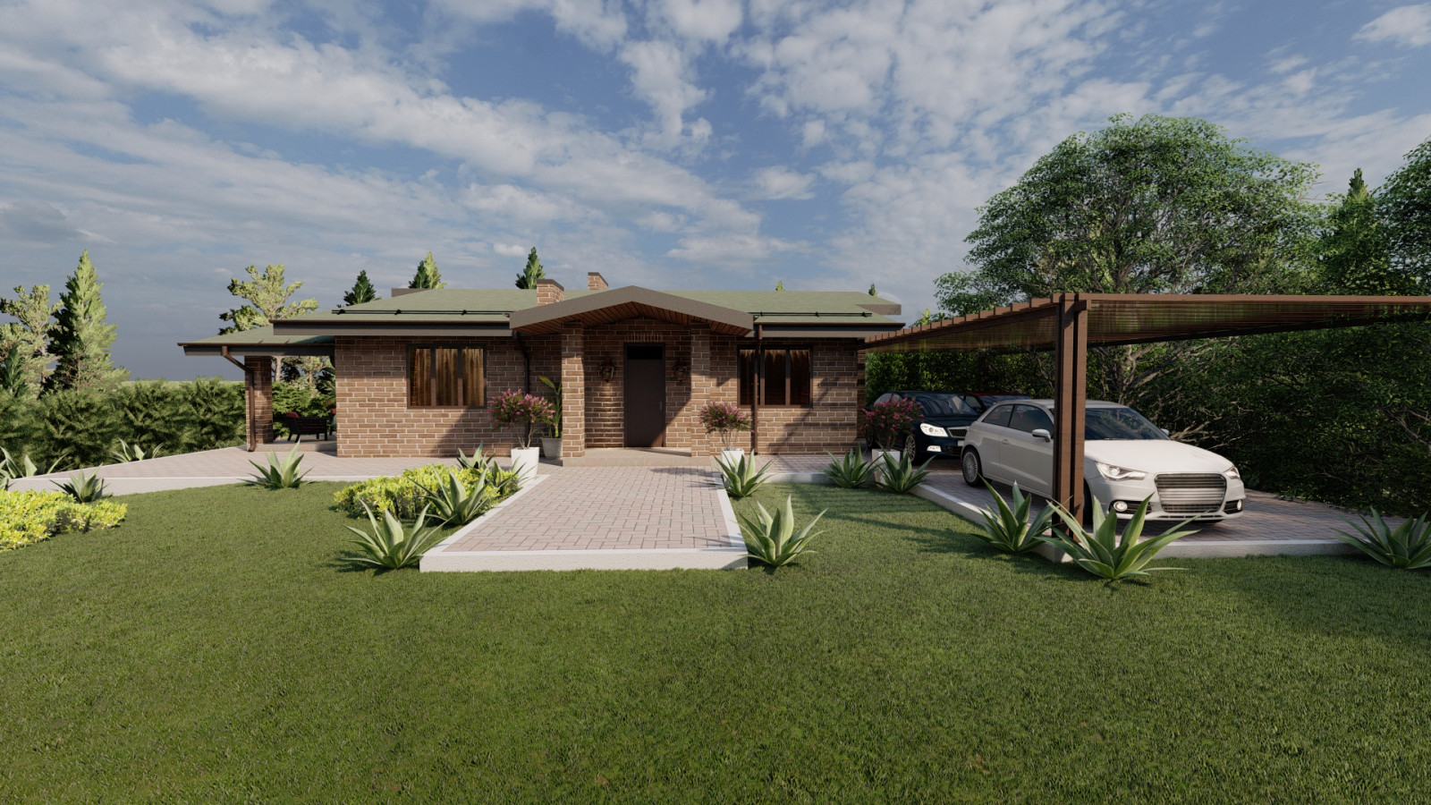 Одноэтажный дом с подвалом