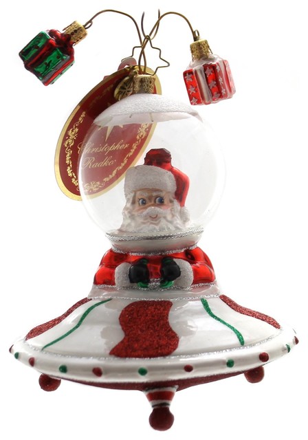 Christopher Radko Unidentified Flavorful Object Glass Spaceship Santa 1019127