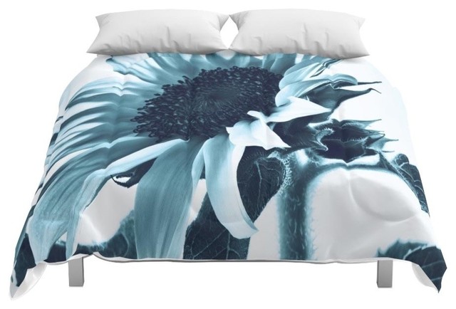 Society6 Blue Sunflower Comforter Contemporary Comforters And