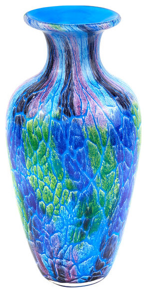 Cool Firestorm Murano Style Art Glass Vase 10"H