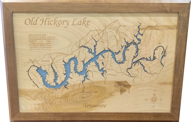 Old Hickory Tennessee Map Old Hickory Lake, Tennessee-Wood Lake Map - Contemporary - Prints And  Posters - By Phd's | Houzz