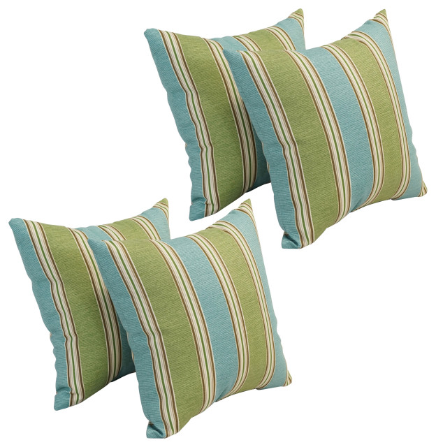 17" Square Polyester Outdoor Throw Pillows, Set of 4, Mainland Surf