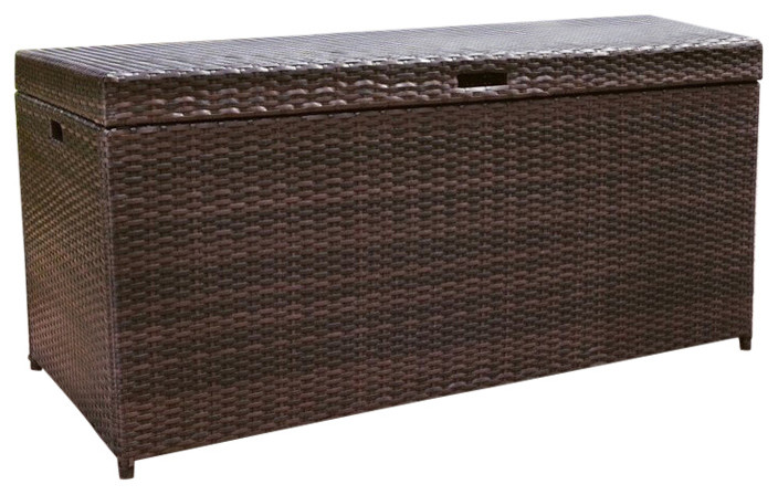 Crosley Palm Harbor Wicker Patio Deck Box In Brown Tropical